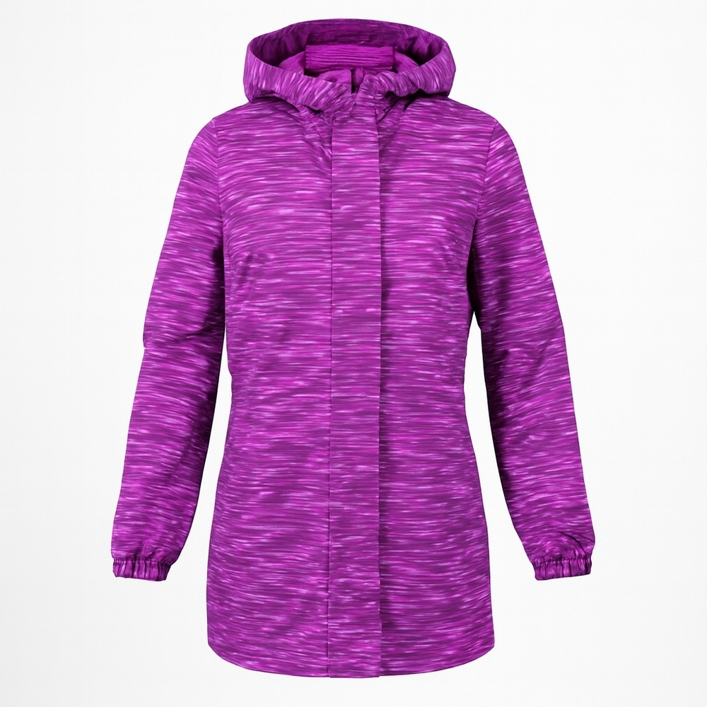 Faded Glory Girls' Purple Pinkish Zip Up Rain Jacket Size L, 3 Pockets, Colorful